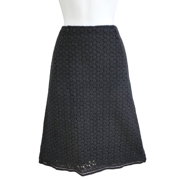 Cynthia Steffe Floral Lace Black Mini Skirt Cotton Lined Zip Back Slit A-Line 6 - Picture 1 of 6